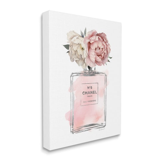 Stupell Industries Vintage Soft Flowers in Pink Fashion Fragrance Bottle Canvas Wall Art